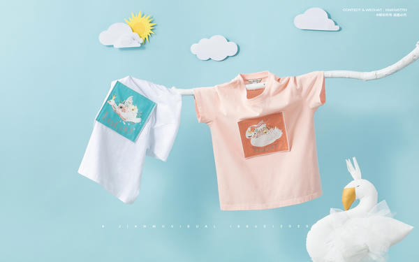 童裝創意攝影 兒童服飾靜物創意拍攝 T恤褲子產品攝影